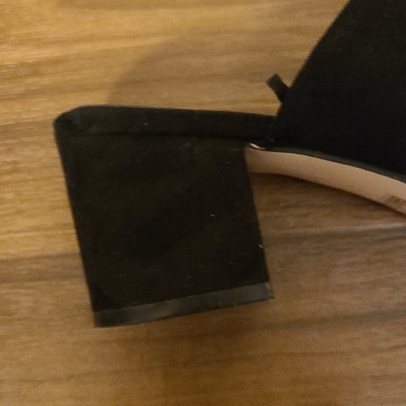 Faux suede black block heel slide shoes - Picture 9 of 9